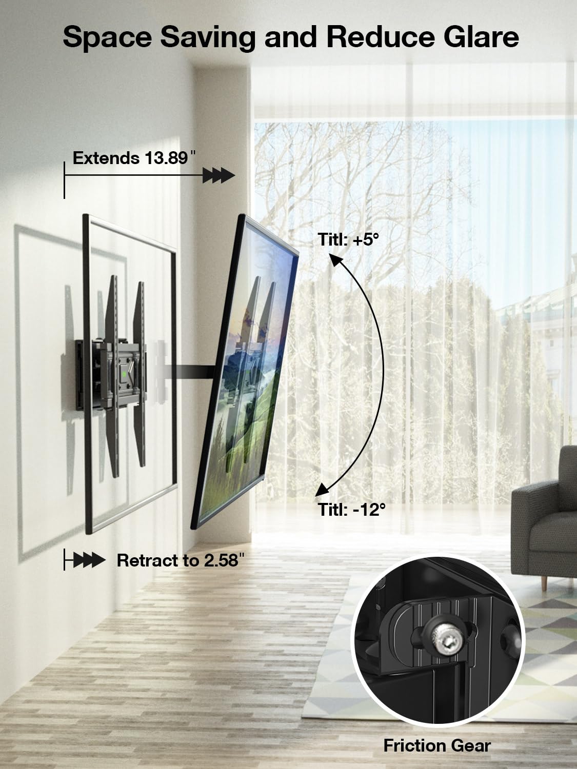 USX MOUNT Full Motion TV Wall Mount for Most 32-70 inch TVs up to 99 Lbs, Wall Mount TV Bracket with Articulating Swivel Tilting, TV Mount Fit 12" 16" Wood Studs, Max VESA 400x400mm, XMM903